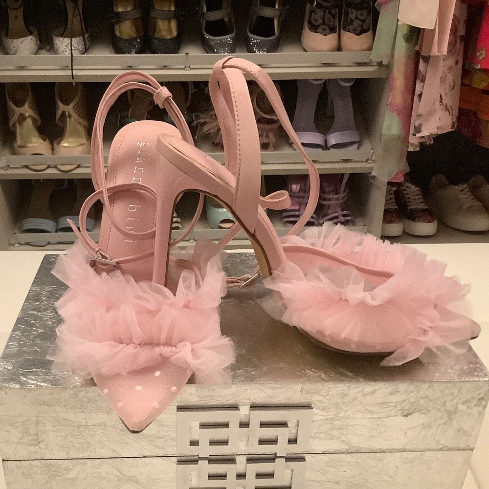 Girly Pink Gianni Bini Ankle wrap pumps size 6.5